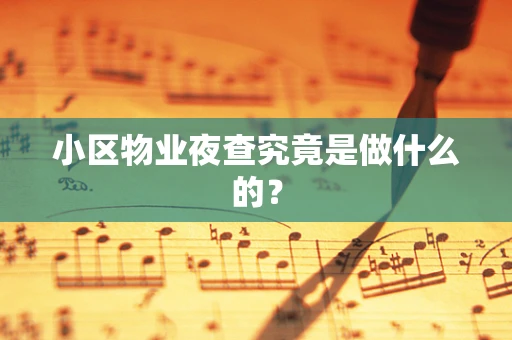 小区物业夜查究竟是做什么的？