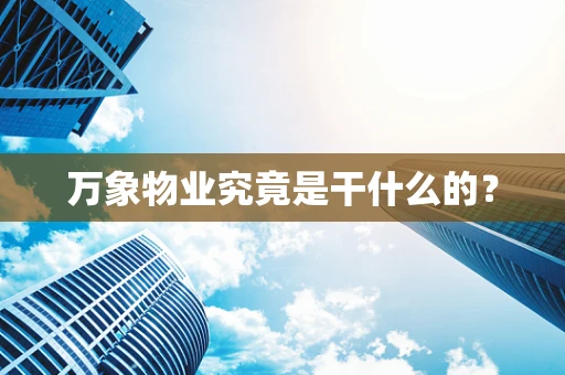 万象物业究竟是干什么的？