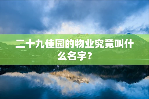 二十九佳园的物业究竟叫什么名字？