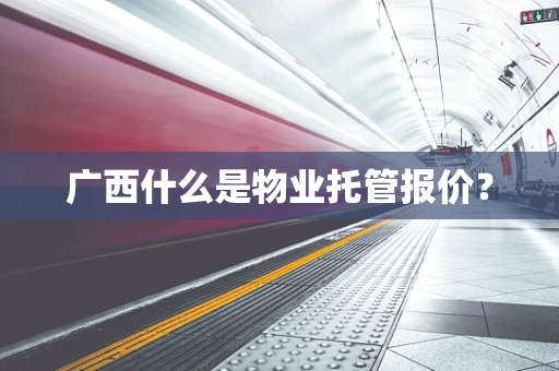 广西什么是物业托管报价？