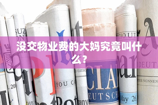 没交物业费的大妈究竟叫什么？