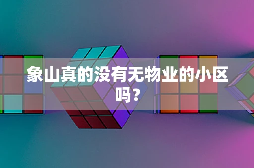 象山真的没有无物业的小区吗？