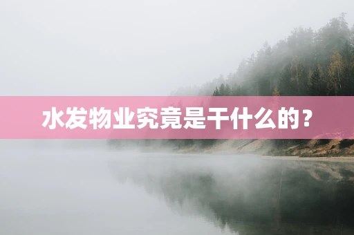 水发物业究竟是干什么的？
