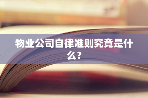 物业公司自律准则究竟是什么？